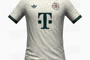 拜仁啤酒节球衣谍照：以浅米色为主色调，搭配深浅两种绿色