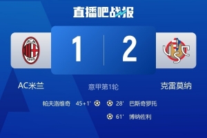 克雷莫纳取得在圣西罗第2场意甲胜利，队史首次在意甲取得开门红