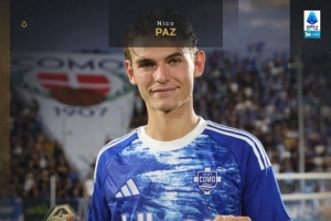 传射建功！20岁帕斯当选科莫2-0拉齐奥全场最佳球员