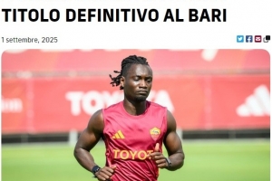 官方：罗马中场达尔伯转会加盟意乙俱乐部巴里，签约至2028年