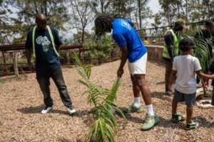 谁说我没种呐？网友晒莱昂纳德参加社区活动种树的照片