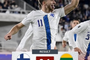 暂登小组榜首！世预赛欧洲区小组赛G组：芬兰2-1立陶宛